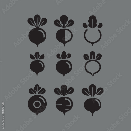 radish vector silhouette art illustration icon set radish eps vector bundle element Set radish icon set. radish vector icons. radish symbols for your web design