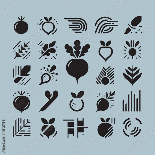 radish vector silhouette art illustration icon set radish eps vector bundle element Set radish icon set. radish vector icons. radish symbols for your web design