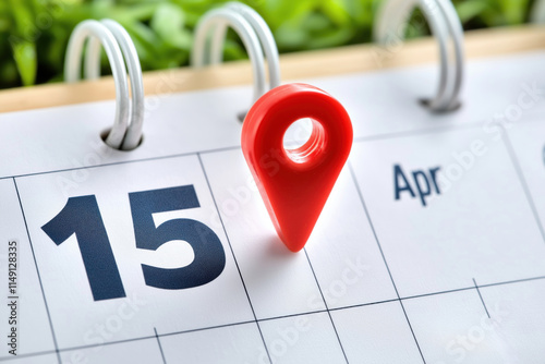 Red pin marks April 15 on calendar highlighting significant date
