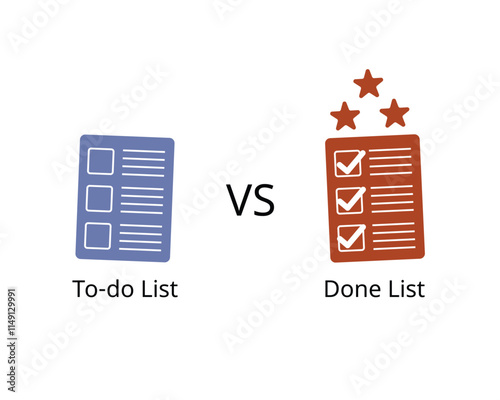 To do list compare with done list for  productivity tool