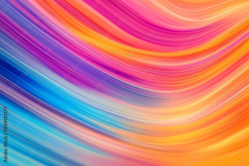 Obraz premium Beautiful, colorful lines of color colors blend seamlessly in motion creating an abstract background. vibrant hues of orange, pink, blue, yellow, and purple