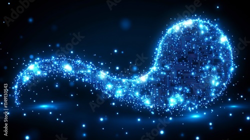 Wallpaper Mural A digital brain graphic and human head outline made from circuit board elements, connected against a dark blue background, representing the concept of artificial intelligence (AI) and electronic Torontodigital.ca