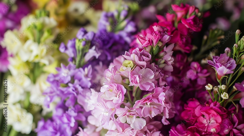 Vibrant Bouquet of Colorful Matthiola Incana Flowers Vibrant Bouquet of Colorful Matthiola Incana Flowers