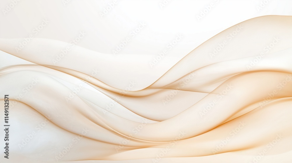 Obraz premium Abstract beige waves flow dynamically creating energetic signal. Fluid lines, curves blend harmoniously. Abstract graphic design displays movement, power. Perfect for modern tech design eco projects.