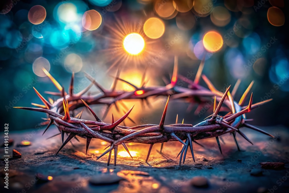 Long Exposure Photography: Crown of Thorns, Blurred Background, Spiritual Symbol Long Exposure Photography: Crown of Thorns, Blurred Background, Spiritual Symbol