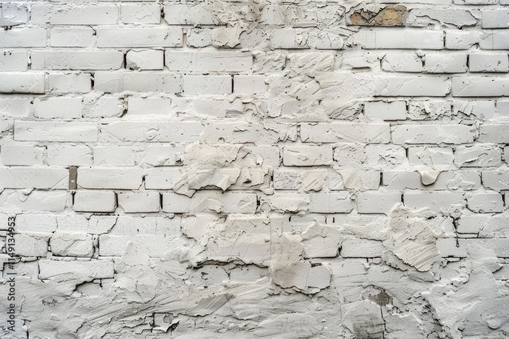 Fototapeta premium Photo of Old white brick and stone wall. Background texture for backdrops or mapping
