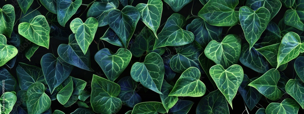 Green heart shaped leaves background, lush greenery, natural texture, beautiful foliage, nature close up, vibrant colors, ideal for eco themed designs or organic concepts Green heart shaped leaves background, lush greenery, natural texture, beautiful foliage, nature close up, vibrant colors, ideal for eco themed designs or organic concepts