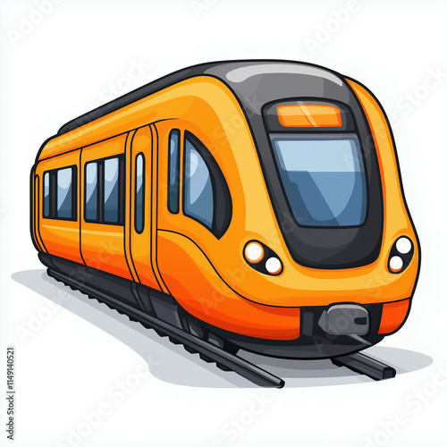 Orange train isolated on a white background