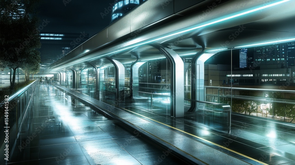 Futuristic Minimalist Design of Brooklyn Bridge at Night