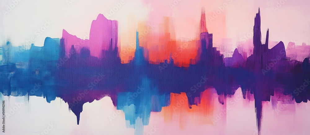 Fototapeta premium Soundwave with abstract shapes, layered in bold colors, contemporary art,