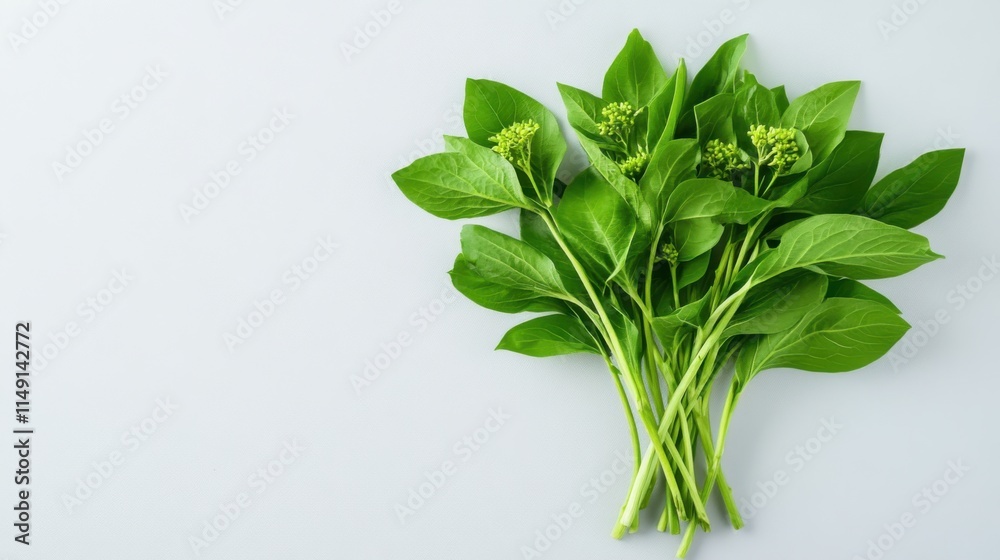 Fresh Green Leaves on Light Background for Organic and Natural Themes in Healthy Lifestyle Concepts Fresh Green Leaves on Light Background for Organic and Natural Themes in Healthy Lifestyle Concepts