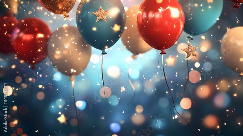 Wallpaper Mural Festive Balloons Celebrate With Glitter And Stars Torontodigital.ca