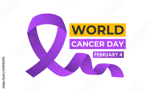 World Cancer Day Banner design concept with Realistic Ribbon. Vector illustration. Eps 10.