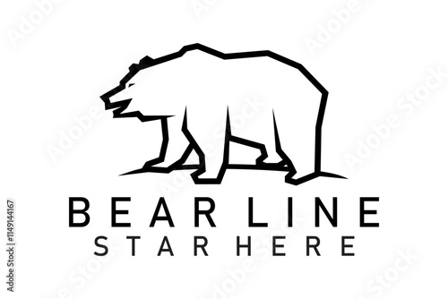 bear line logo icon design vector art