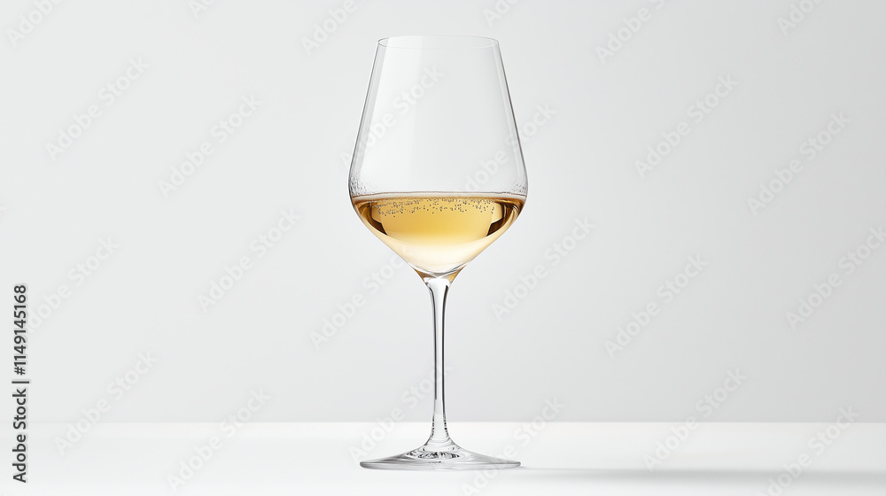 An elegant white wine glass filled with a golden Chardonnay, with droplets of condensation on the glass, set against a stark white backdrop to highlight the wine's clarity and color. An elegant white wine glass filled with a golden Chardonnay, with droplets of condensation on the glass, set against a stark white backdrop to highlight the wine's clarity and color.