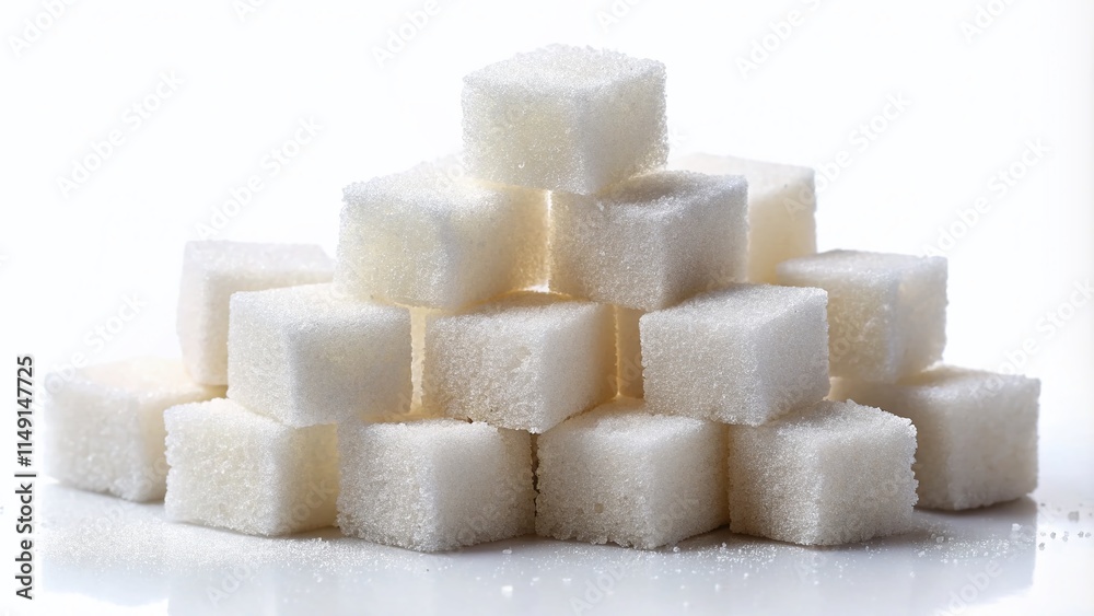 Low Light Photography Sugar Cubes White Background - Macro Images, Sweet Food Still Life