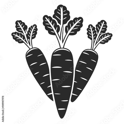 Black and White Carrot Icons silhouette design.