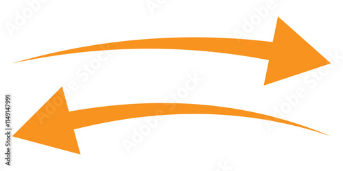 Long arrows icon. Long curved hand drawn arrow isolated.