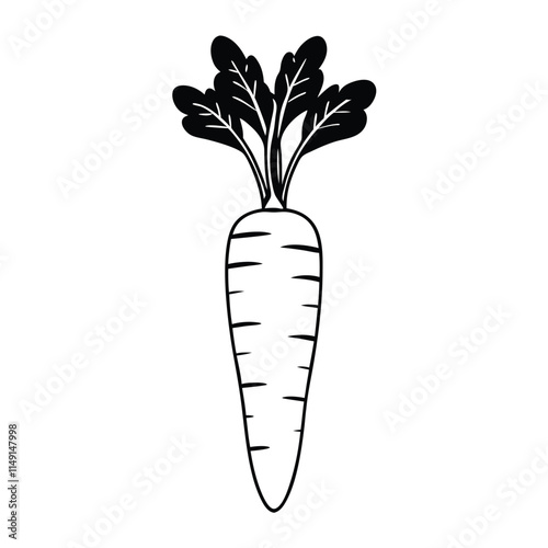 Black and White Carrot Icons silhouette design.