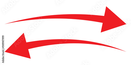 Long arrows icon. Long curved hand drawn arrow isolated.