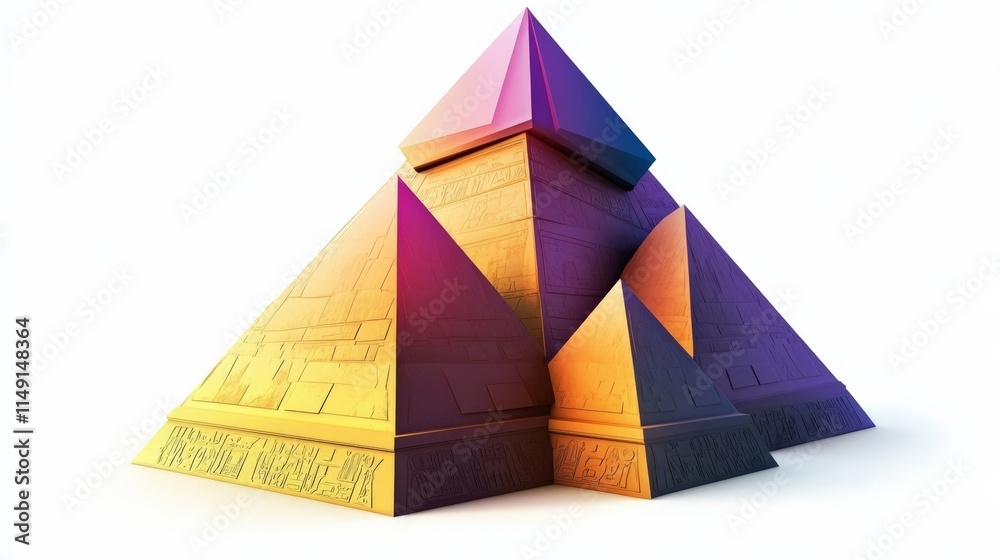 Fototapeta premium Geometric Stylized Pyramids of Giza in Vibrant Colors
