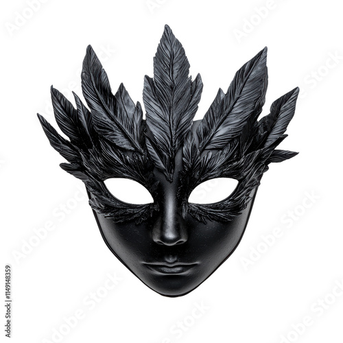 Intricate black feather mask with a mysterious design photo