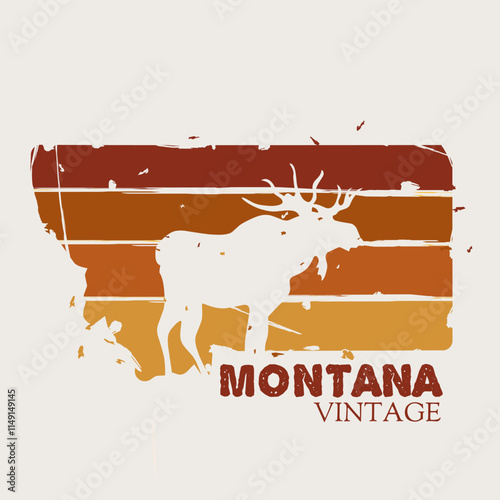Montana Vintage Moose Silhouette Design