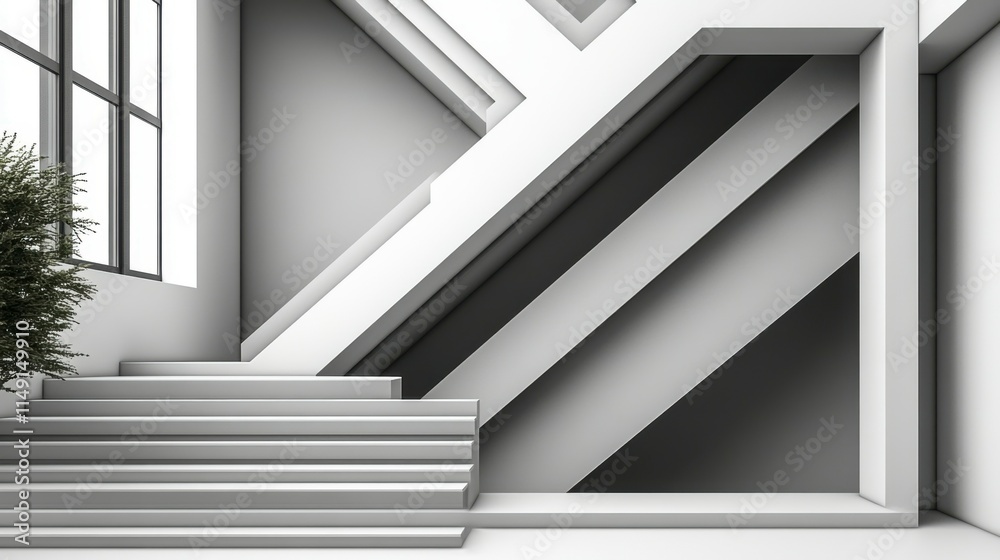 Obraz premium Clean white geometric pattern background with sharp, digitally generated shapes, offering a professional and minimalist aesthetic for business, technology, or innovation-focused designs.