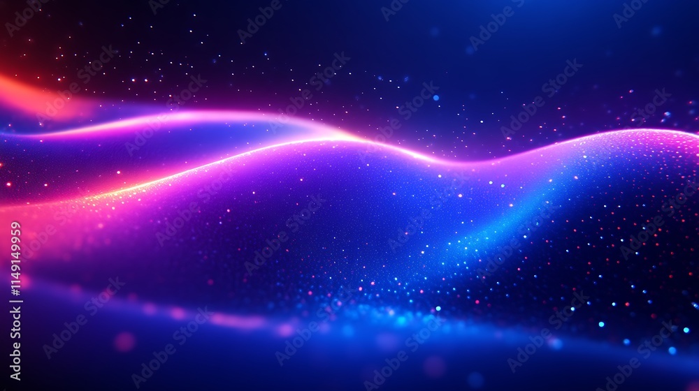 Obraz premium Abstract Colorful Wave Background with Glowing Particles
