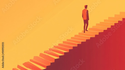 Wallpaper Mural Business leader ascending staircase, success metaphor, flat vector illustration - Torontodigital.ca