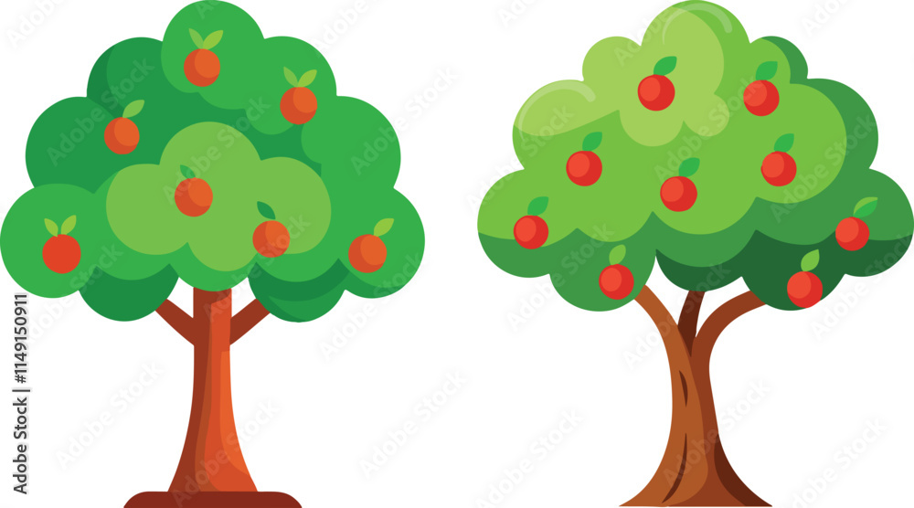 illustration of a tree with fruit with white background