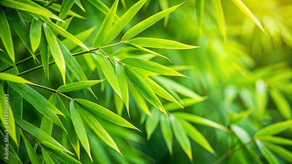 Lush Green Bamboo Leaves Background Image with Copy Space - Right Side Lush Green Bamboo Leaves Background Image with Copy Space - Right Side