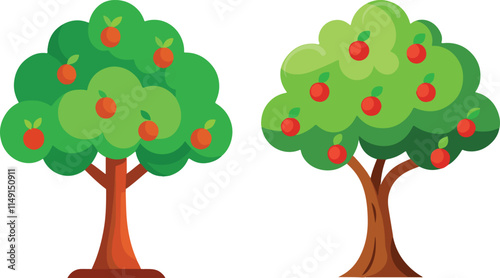 illustration of a tree with fruit with white background