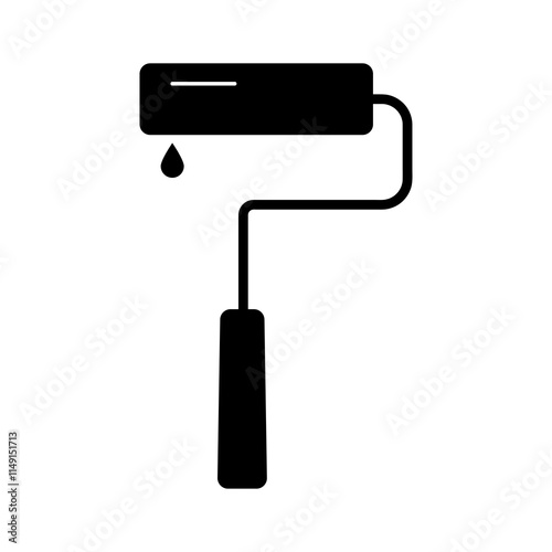 Paint roller vector icon, simple flat black trendy style illustration for web and app..eps