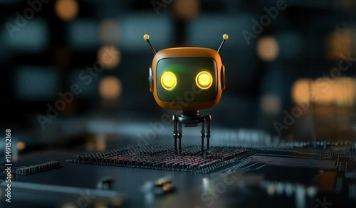 Exploring the intricate design of a robotic character on a circuit board in stunning 4k quality