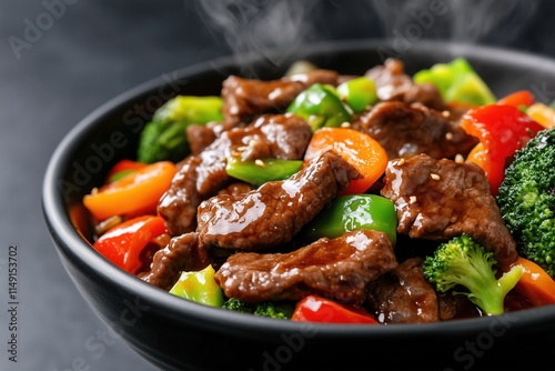 Delicious Stir-Fried Beef with Colorful Vegetables in a Bowl
