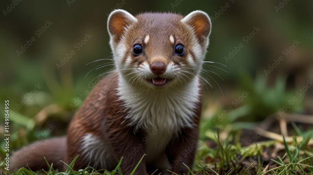 Cute, small, adorable weasel looking directly at camera. Cute, small, adorable weasel looking directly at camera.
