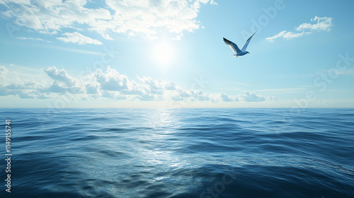seagull flying over the sea