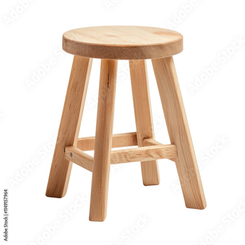 Simple wooden stool with a round seat and four legs