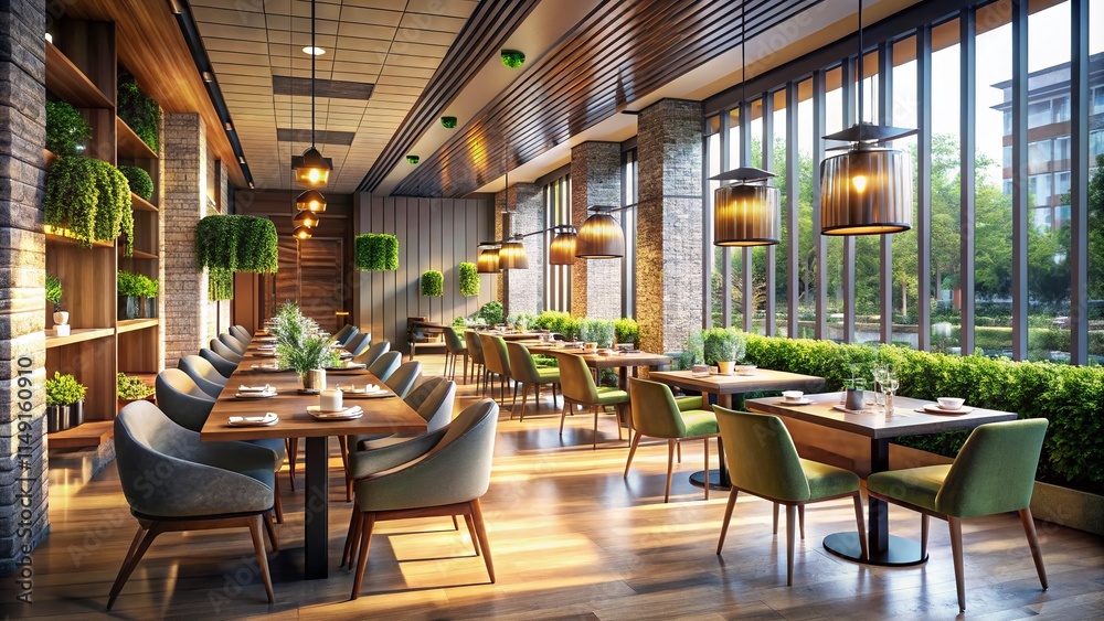 Fototapeta premium Luxurious Langoustine Restaurant: Modern Architectural Design