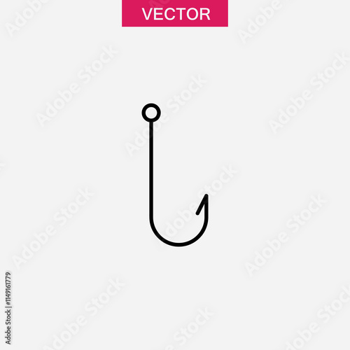 Catch, hook icon, vector flat black linear illustration for web and app..eps