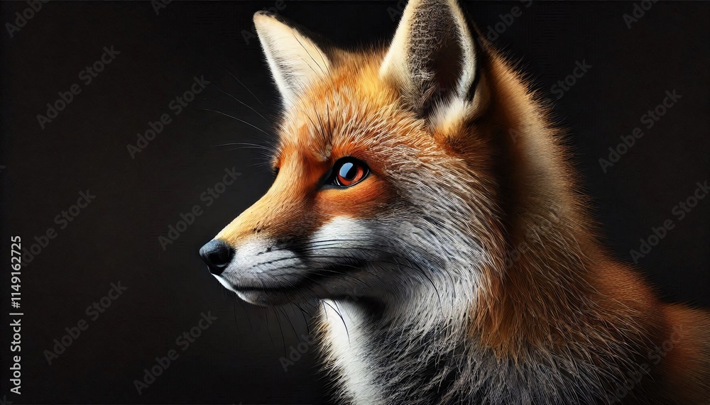 Fototapeta premium Profile of a Fox with Captivating Eyes and Lush Fur