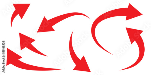 Black arrows icon vector set. Bold arrow symbol curved flat design isolated
