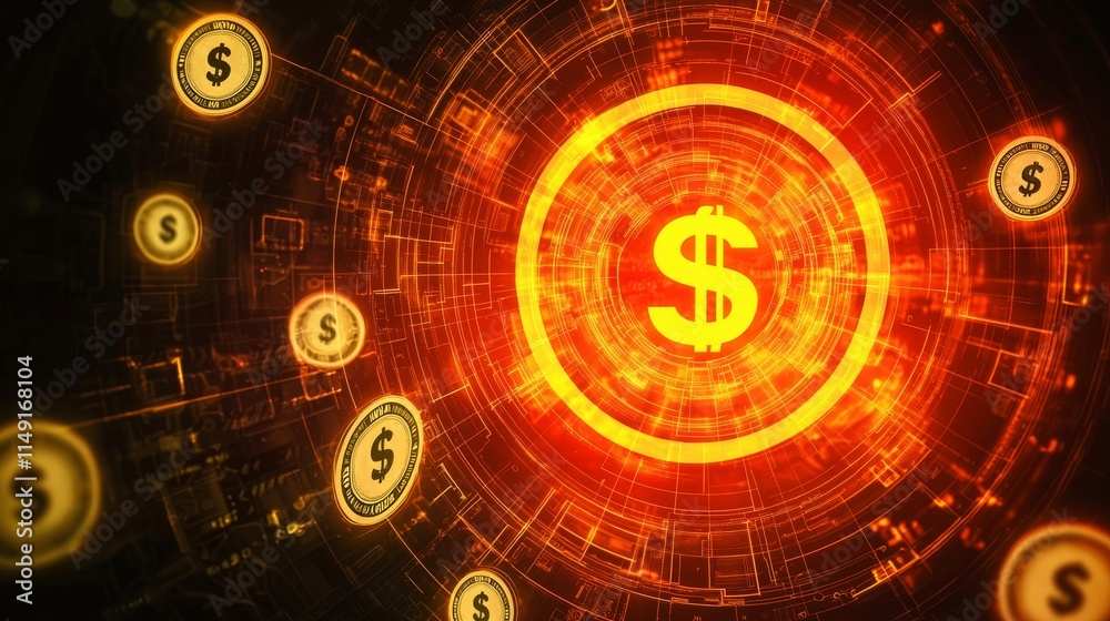 Obraz premium Abstract Money Symbols on Digital Background
