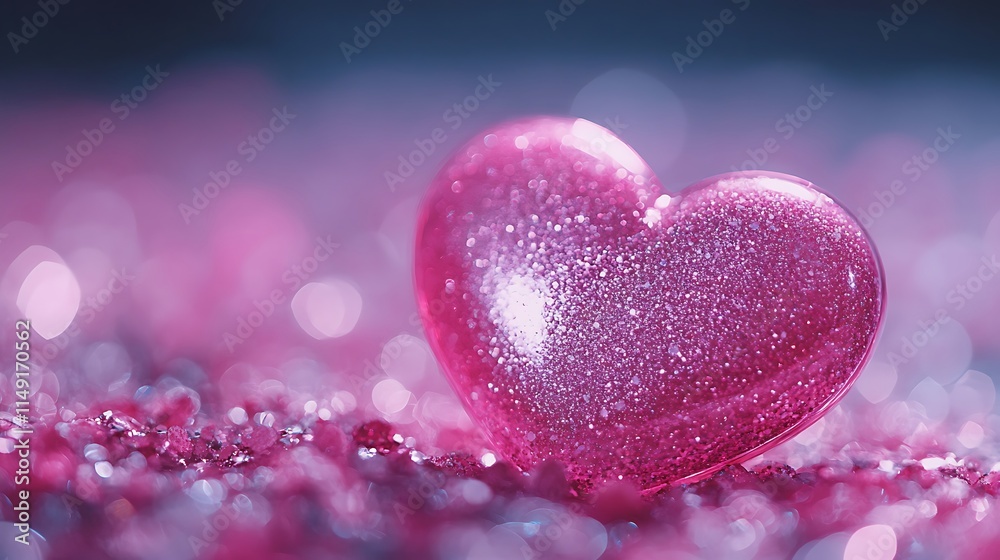Fototapeta premium Heart shaped glittering decoration studio photo vibrant close-up