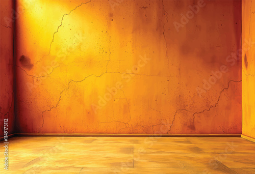 Empty Room with Textured Walls and Wooden Floor