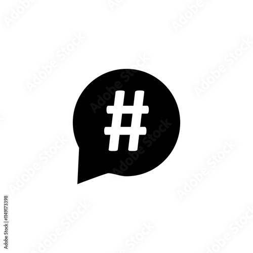 Hashtag icon in speech bubble.vector flat black trendy style illustration for web and app..eps