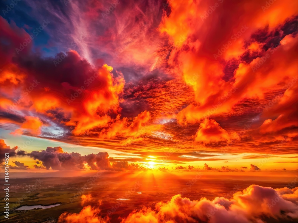 Abstract red-orange cloudscape: a breathtaking AI art aerial photography wallpaper. Abstract red-orange cloudscape: a breathtaking AI art aerial photography wallpaper.