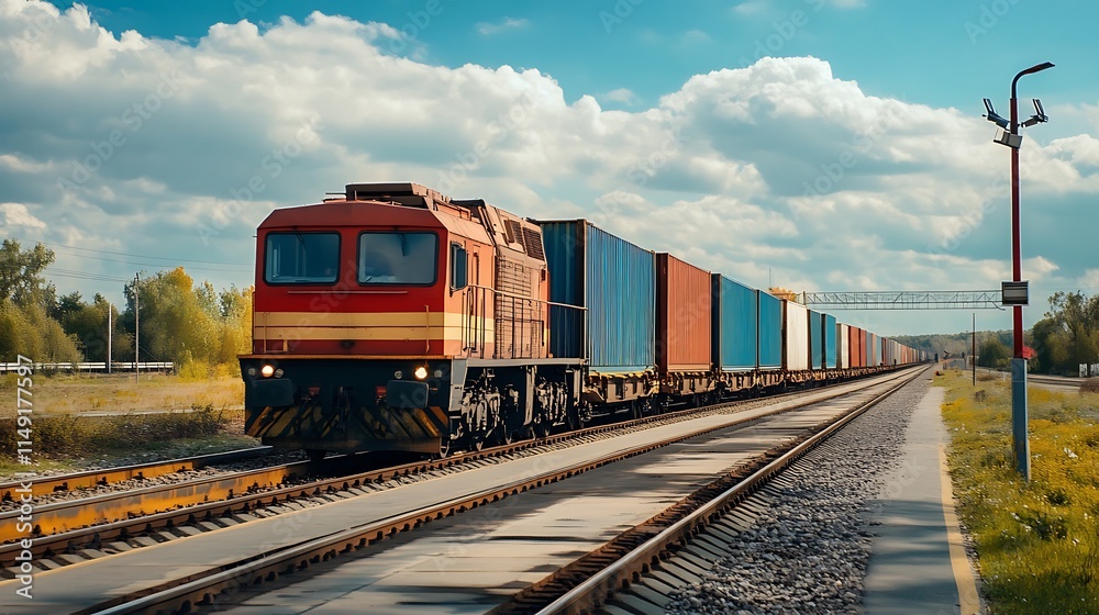 Freight Train Transporting Cargo Containers Freight Train Transporting Cargo Containers