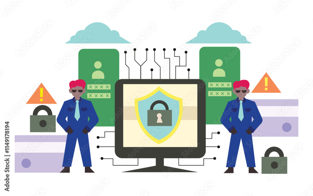 Fototapeta premium Cyber Security Flat Design Illustration